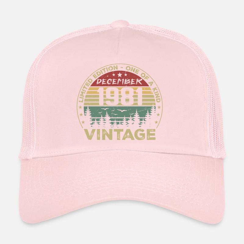 Vintage Retro December 1981 Birthday Gift Trucker Cap