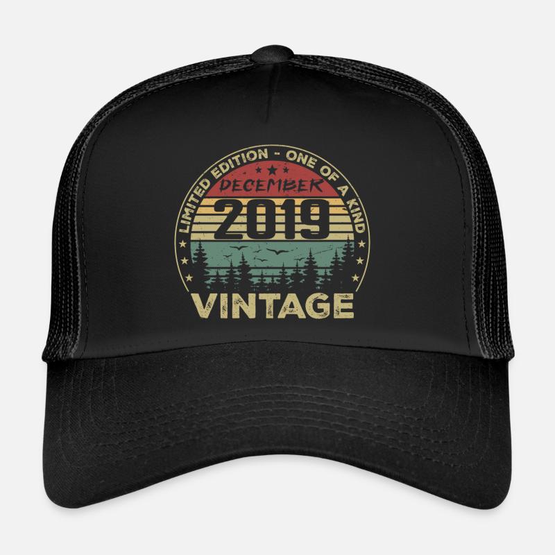 Dezember 2019 Retro Vintage Geburtstagsgeschenk - Trucker Cap - Schwarz/Schwarz