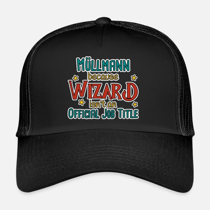Müllmann Wizard - Trucker Cap - Schwarz/Schwarz