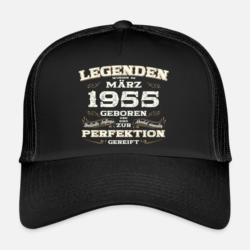70. Geburtstag Geschenk Mann Original März 1955 - Trucker Cap - Schwarz/Schwarz