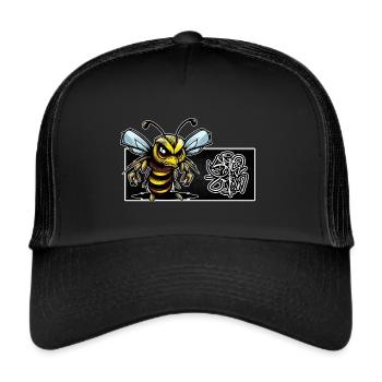 3d Biene CREW 2023banner 6 - Trucker Cap - Schwarz/Schwarz - Vorne