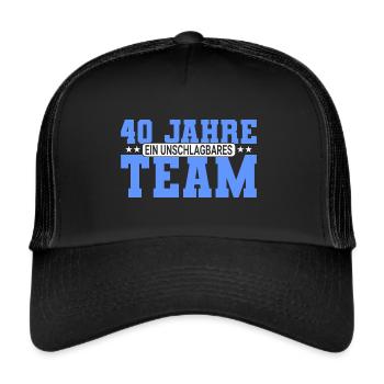Rubinhochzeit 40 Hochzeitsjubiläum Geschenk - Trucker Cap - Schwarz/Schwarz - Vorne