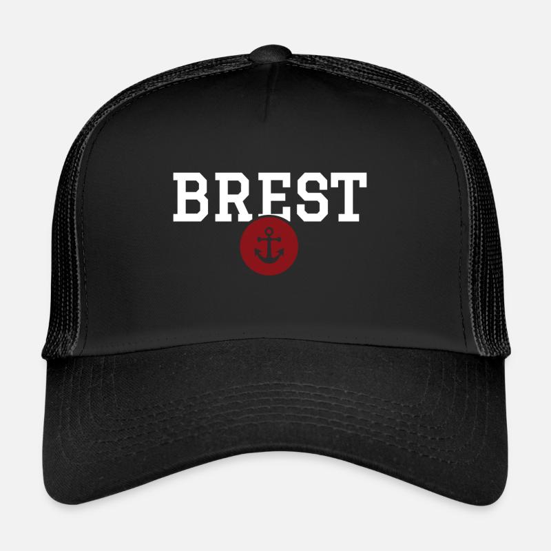 BREST - Médaillon ancre marine - Casquette trucker  - noir/noir