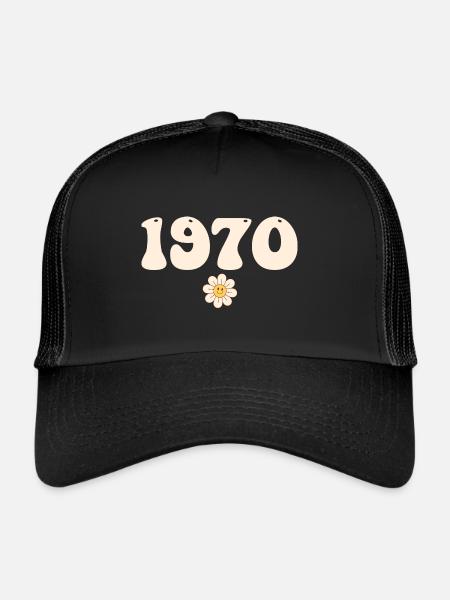 1970 - Cadeau né en 1970 - Casquette trucker  - noir/noir - Devant