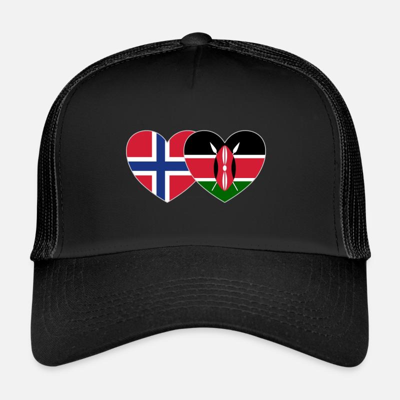 Norway Kenya Flag Heart Trucker Cap