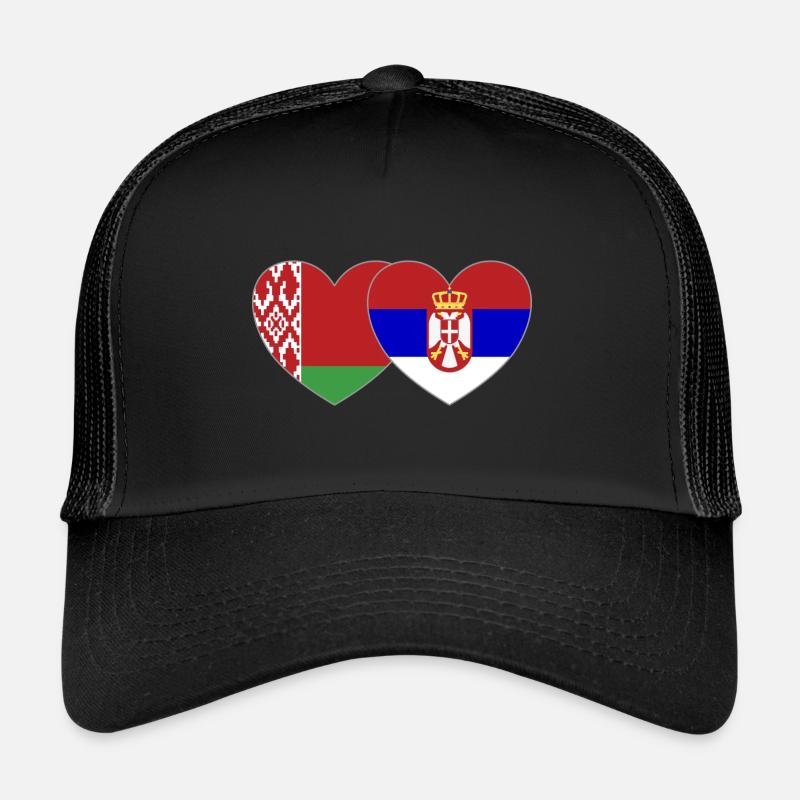 Biélorussie Serbie Drapeau Cœur Casquette trucker 