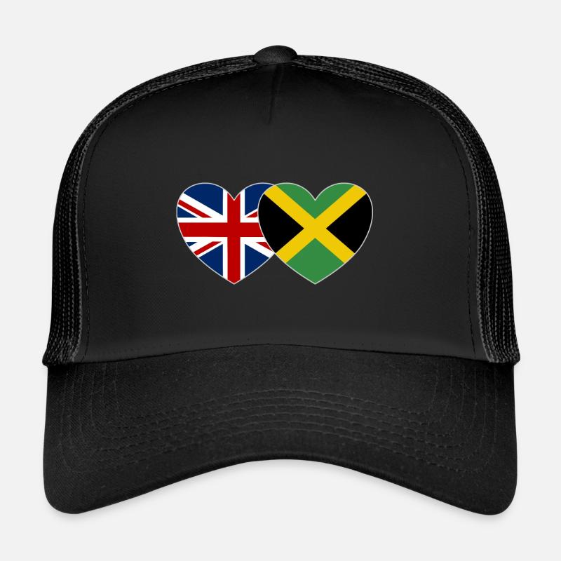 Great Britain Jamaica Flag Heart - Trucker Cap - black/black