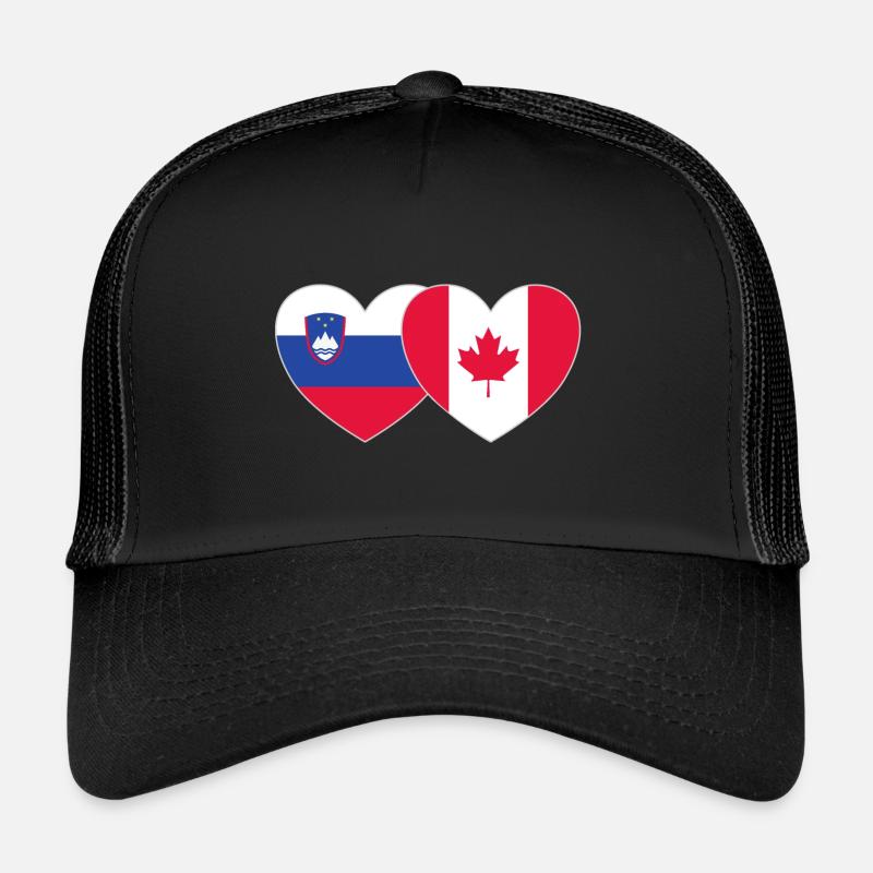 Slovenia Canada Flag Heart Trucker Cap