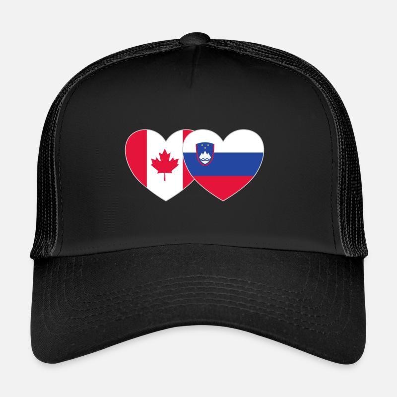 Canada Slovenia Flag Heart Trucker Cap