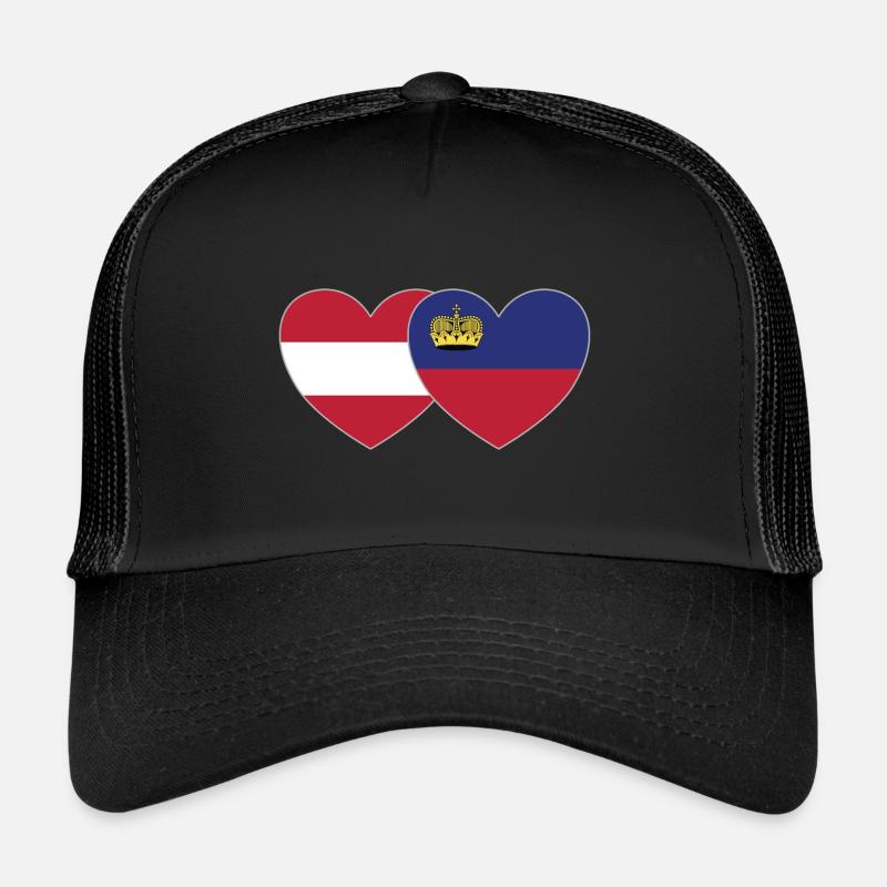 Austria Liechtenstein Flag Heart Trucker Cap
