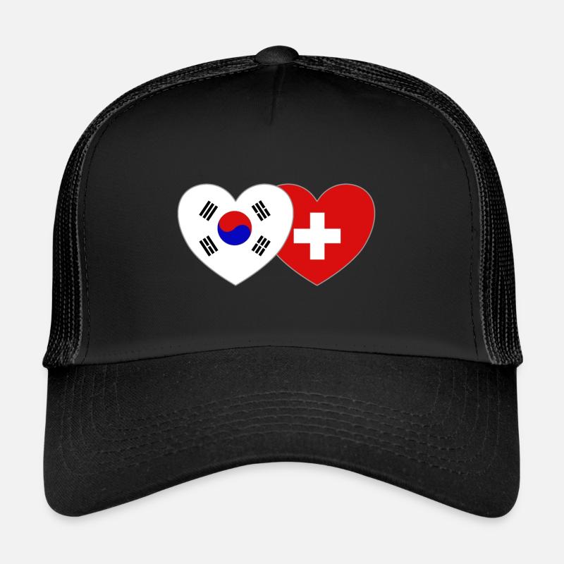 Corée du Sud Suisse Drapeau Coeur Casquette trucker 