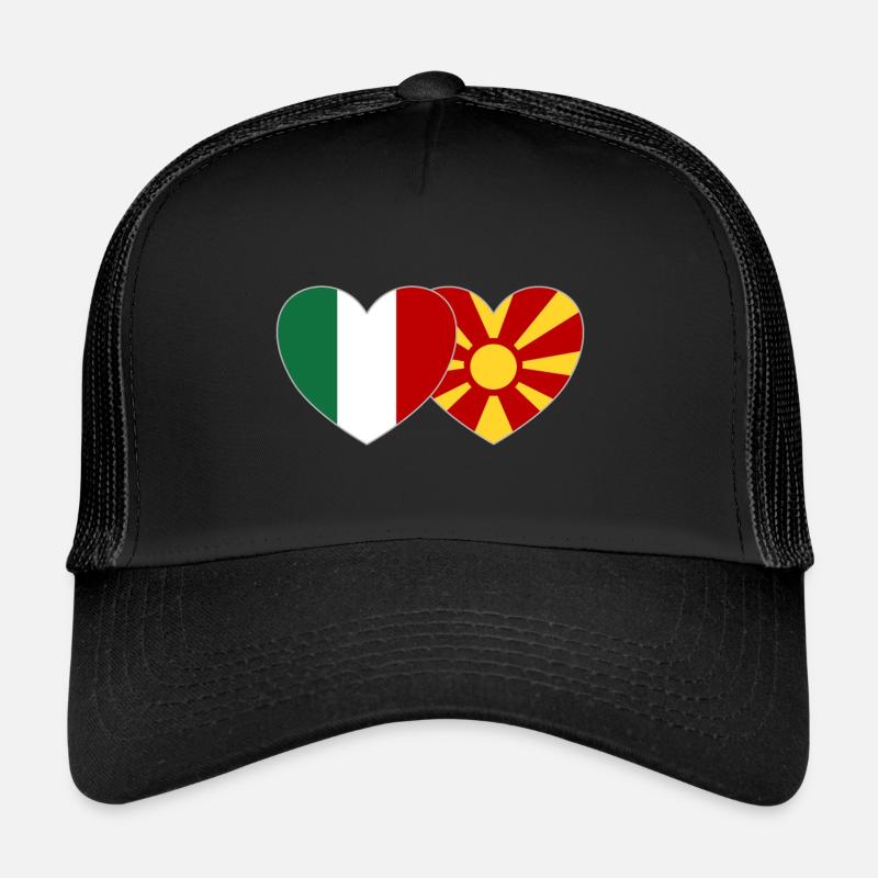 Italie Macédoine Drapeau Coeur Casquette trucker 