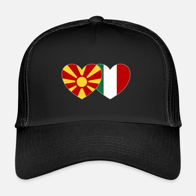 Macédoine Italie Drapeau Coeur Casquette trucker 