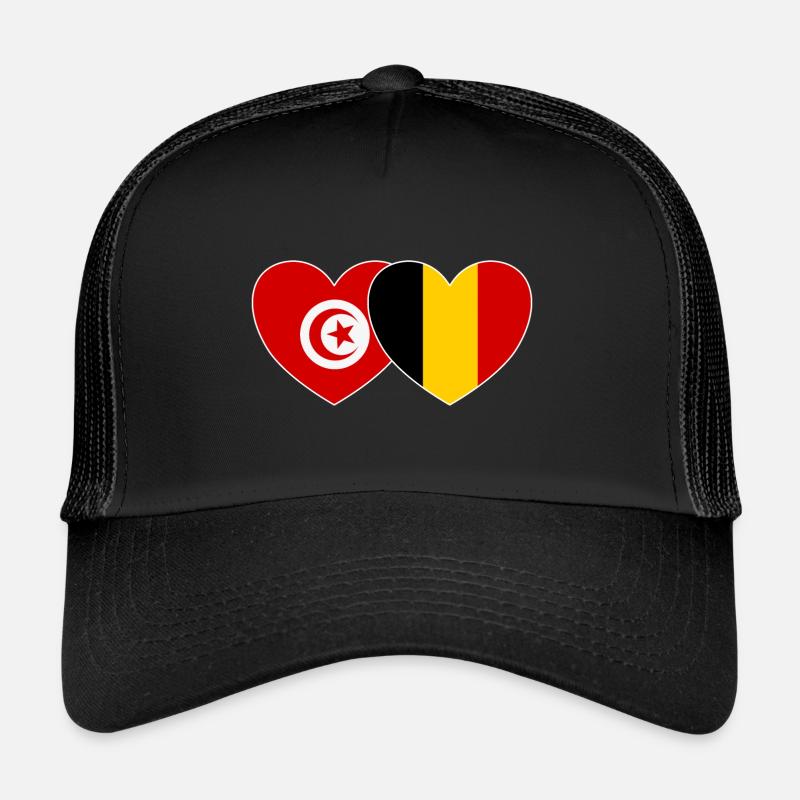 Tunisia Belgium Flag Heart Trucker Cap