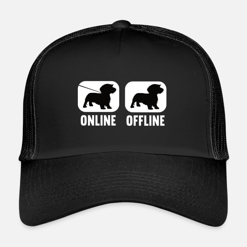 Online Offline Dackel Dachshund Dackelbesitzer - Trucker Cap - Schwarz/Schwarz