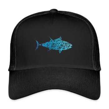 Thunfisch Kritzelei Farben Tuna Fisch - Trucker Cap - Schwarz/Schwarz - Vorne