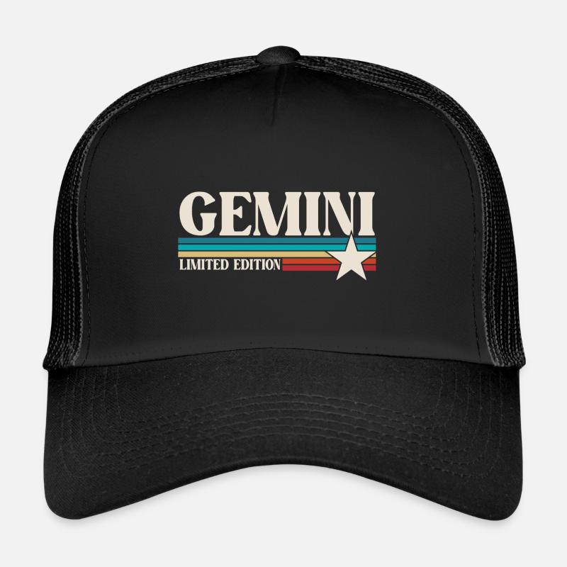 Sternzeichen Zwillinge - Trucker Cap - Schwarz/Schwarz