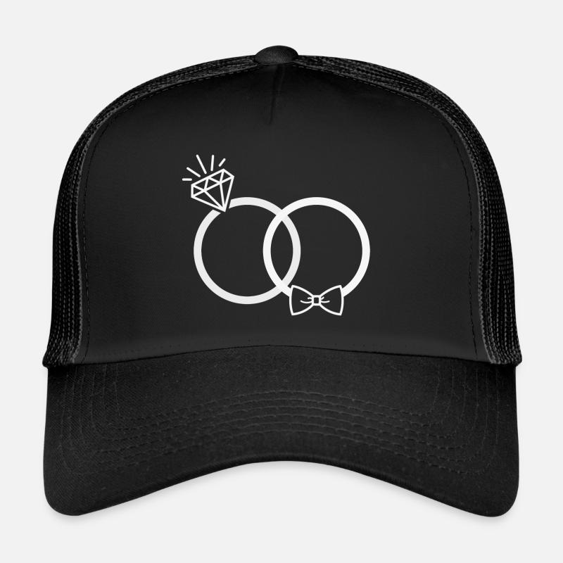 Hochzeit Eheringe Ring Diamant Fliege Paar JGA ws - Trucker Cap - Schwarz/Schwarz