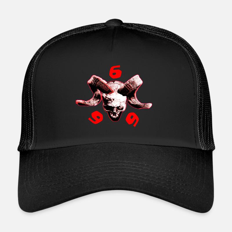 skull 666 - Trucker Cap - Schwarz/Schwarz