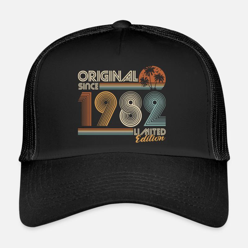 1982 Vintage Birthday Retro Gift - Trucker Cap - black/black
