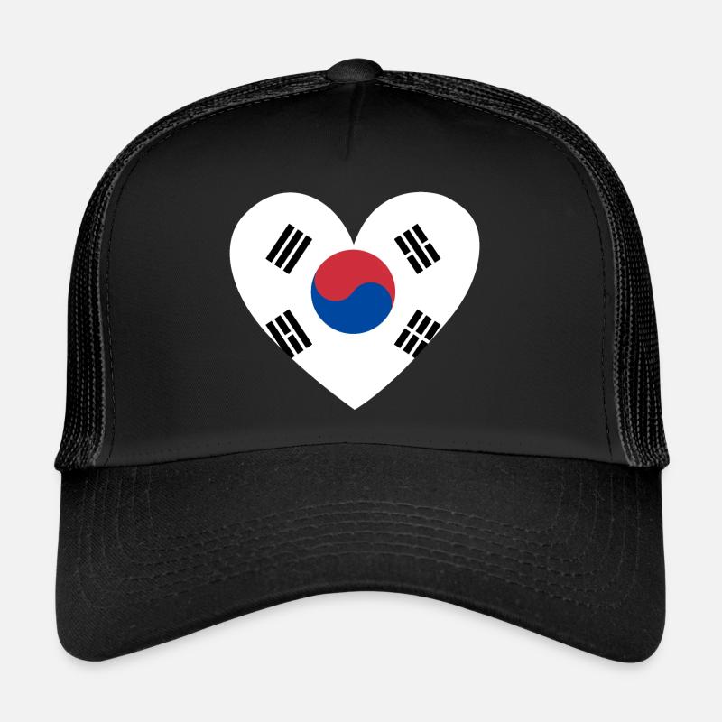 Cœur du drapeau de la Corée du Sud - Casquette trucker  - noir/noir