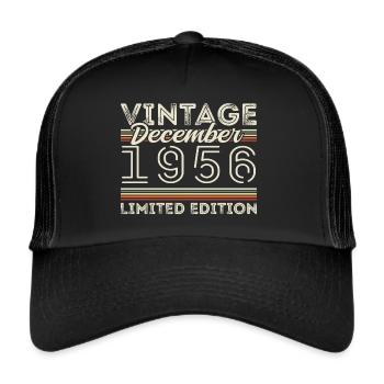 Jahrgang Dezember 1956 - 69. Jubiläum Dezember - Trucker Cap - Schwarz/Schwarz - Vorne