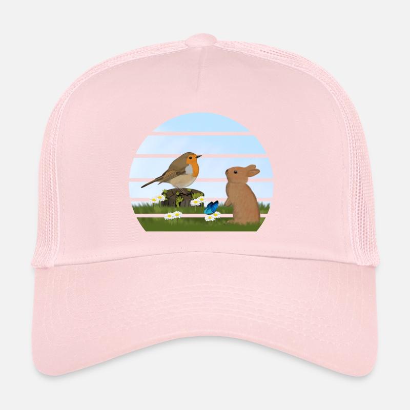 Robin Bird Rabbit Easter Spring Trucker Cap