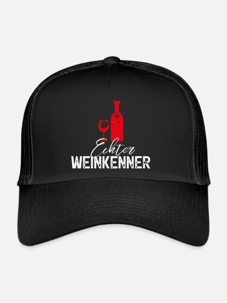 Rotwein Wein, Echter Weinkenner - Trucker Cap - Schwarz/Schwarz