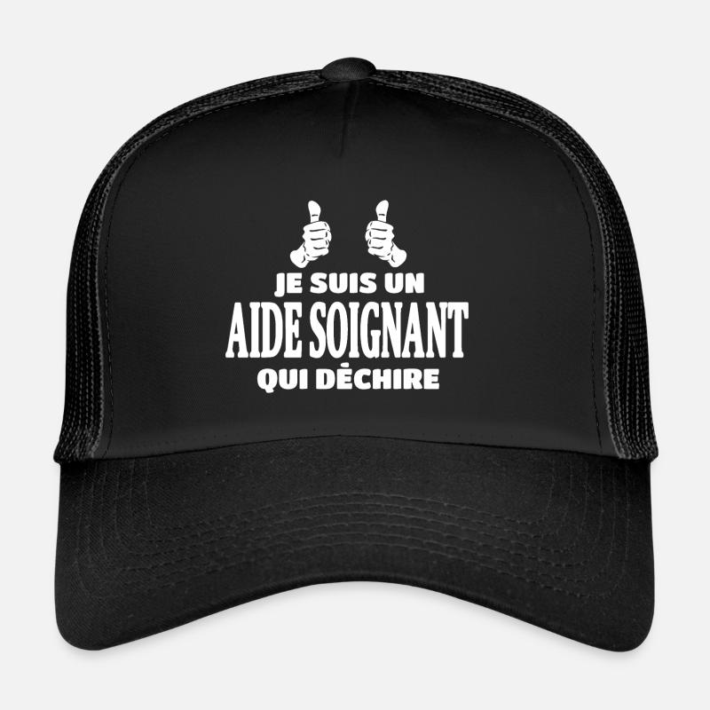 Aide-soignant - Casquette trucker  - noir/noir