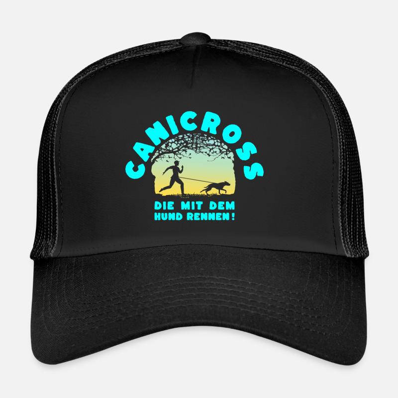 Canicross -qui courent avec le chien. (Coucher de soleil) Casquette trucker 