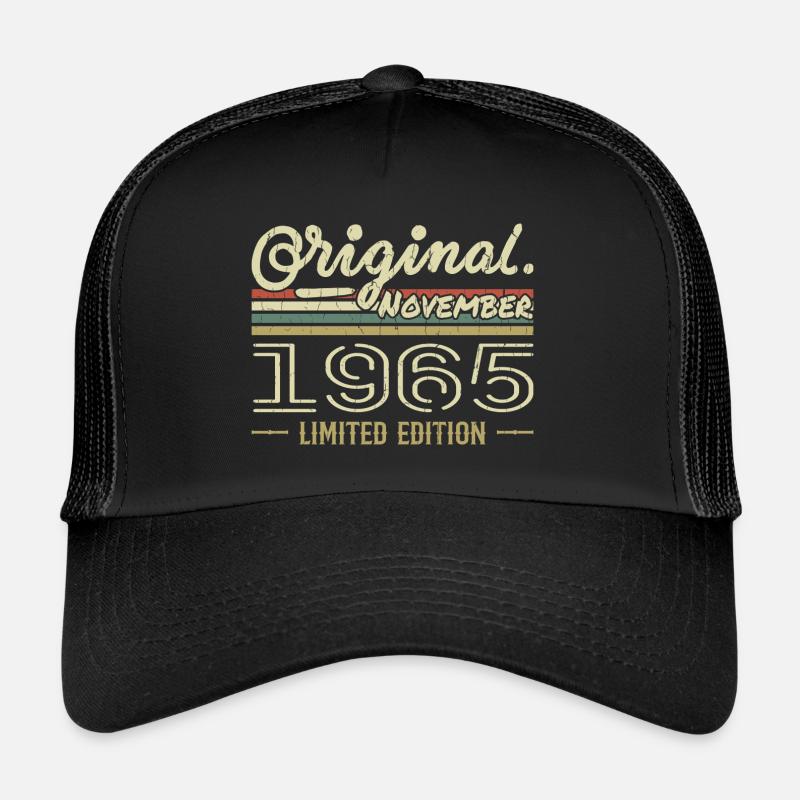November 1965 - November 1965 Geburtstagsgeschenk - Trucker Cap - Schwarz/Schwarz
