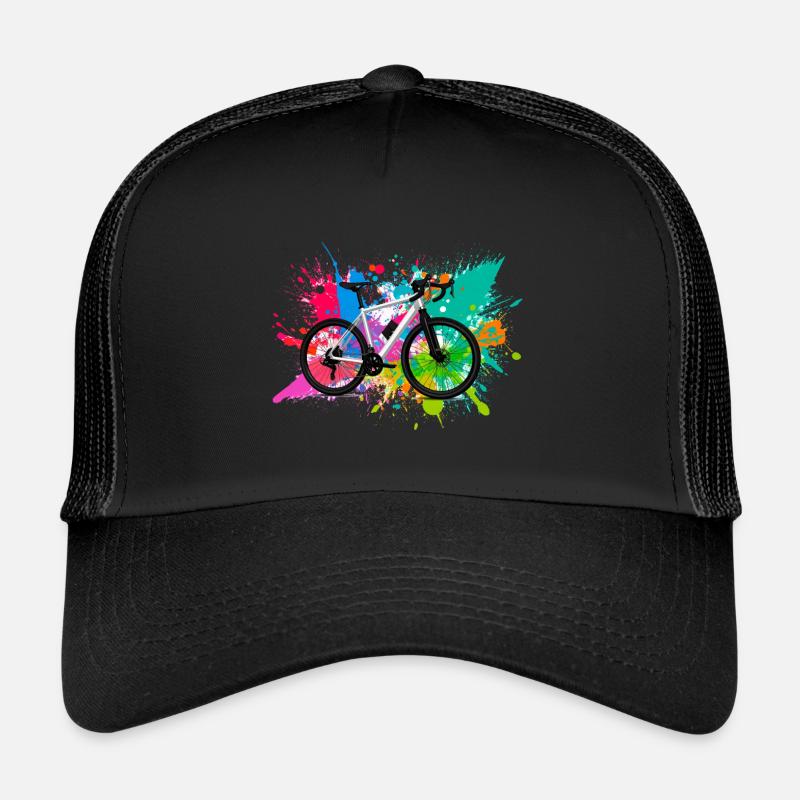 illustration,mountain bike,road bike,graffiti,colorful Trucker Cap