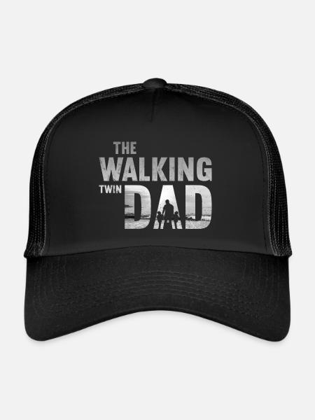 Père de jumeaux - Le motif du père jumeau qui marche - Casquette trucker  - noir/noir - Devant