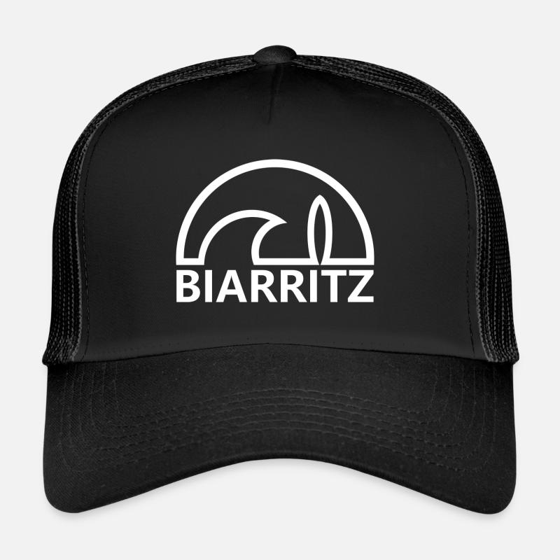 Biarritz soleil planche de surf minimaliste blanc - Casquette trucker  - noir/noir