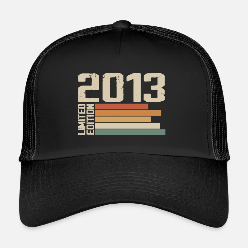 2013 Jahrgang - Retro 2013 Jubiläumsgeschenk 2013 - Trucker Cap - Schwarz/Schwarz