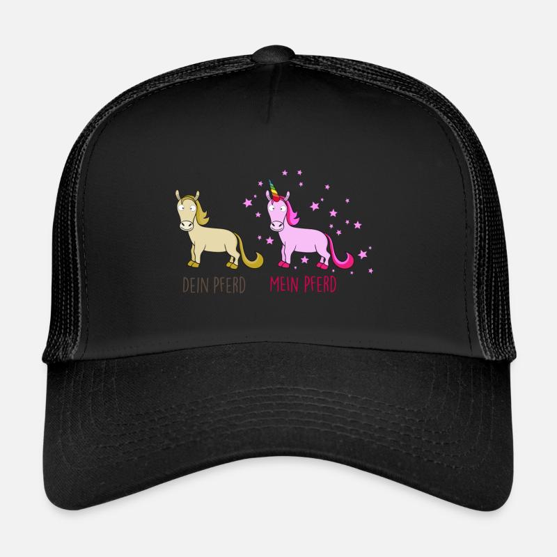 Mein Einhorn Pferd - Trucker Cap - Schwarz/Schwarz