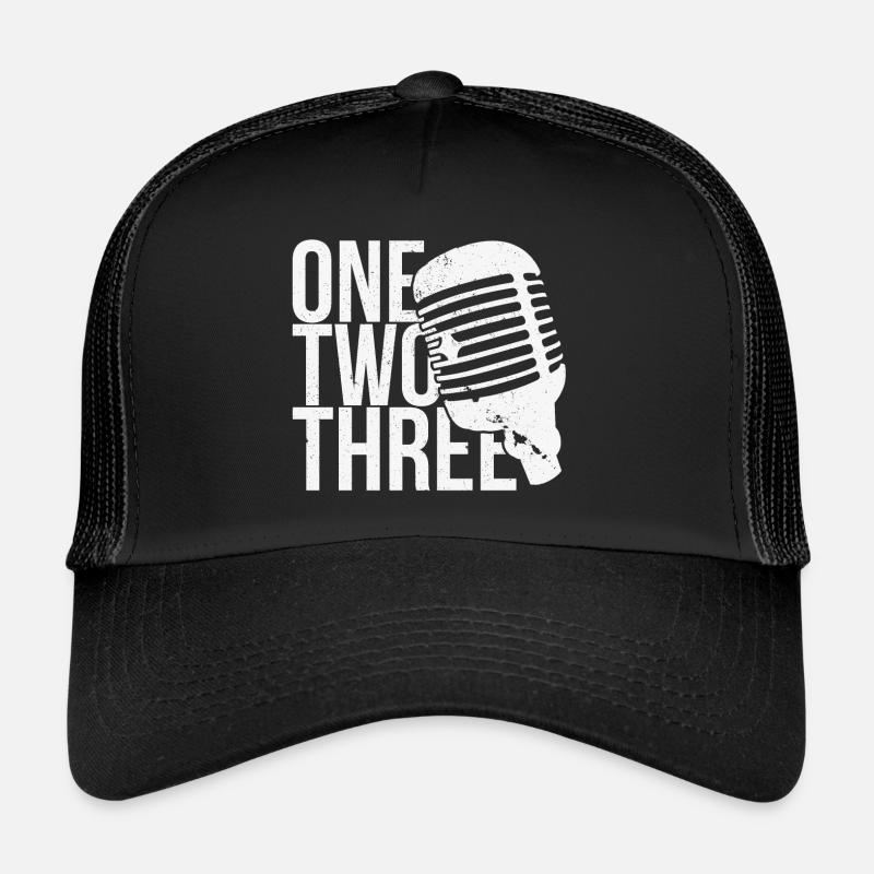 Un Deux Trois Microphone (blanc) - Casquette trucker  - noir/noir