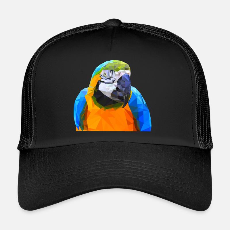 Polygon parrot parrot head art - Trucker Cap - black/black
