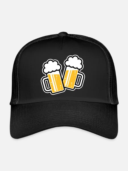 2 Clinking Beer Glasses For A Cheer! (3C) - Trucker Cap - black/black - Front