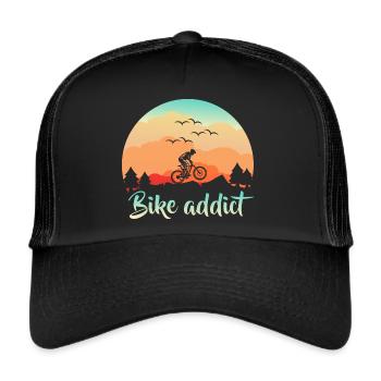 Lustiges Mountainbike Fahrrad Silhouette - Trucker Cap - Schwarz/Schwarz - Vorne