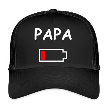 Papa Akku Leer - Trucker Cap - Schwarz/Schwarz - Vorne