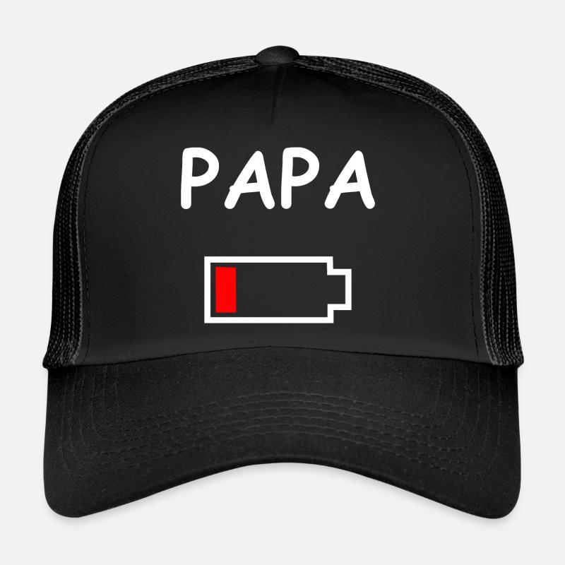 Papa Akku Leer - Trucker Cap - Schwarz/Schwarz