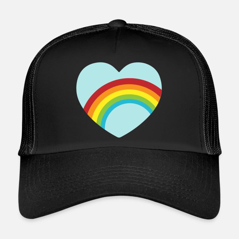 Coeur arc-en-ciel bleu clair Casquette trucker 