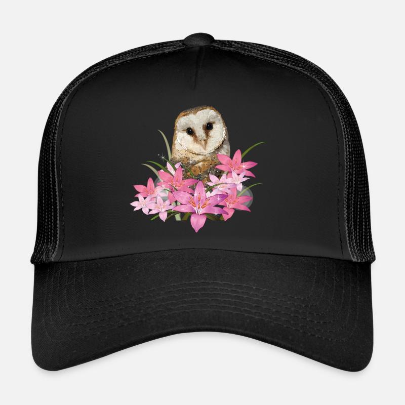 barn owl - Trucker Cap - black/black