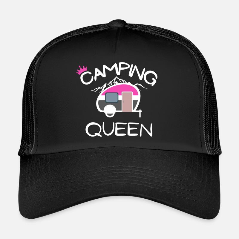 Camping Queen Geburtstagsgeschenk - Trucker Cap - Schwarz/Schwarz