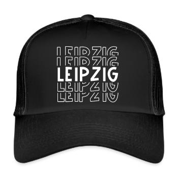 Leipzig Sachsen Heimatstadt Leipziger Osten - Trucker Cap - Schwarz/Schwarz - Vorne