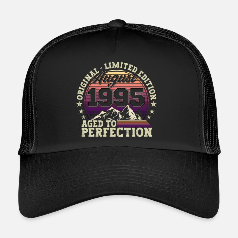 Original August 1995 27th Birthday Fun Gift - Trucker Cap - black/black