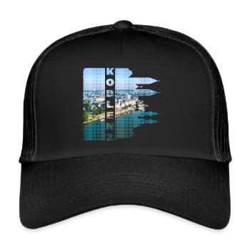 Koblenz Deutschland Stadt Skyline Heimat Liebe - Trucker Cap - Schwarz/Schwarz - Vorne