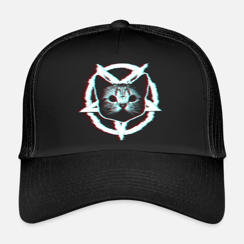 Satanic cat in the pentagram | RGB effect - Trucker Cap - black/black