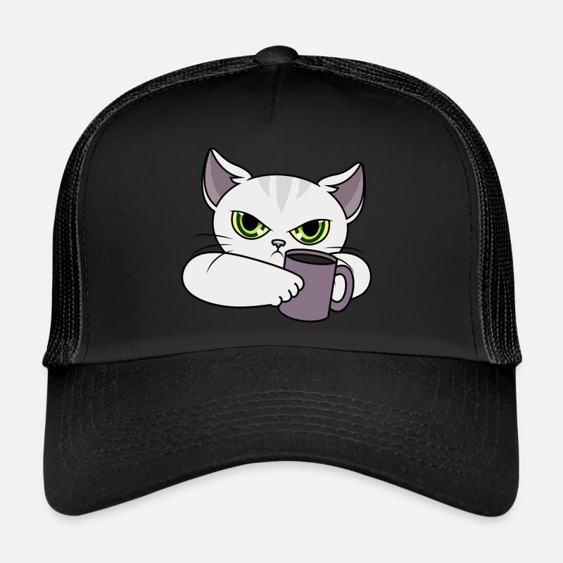 Katze mit Tasse / schlechte Laune / Morgenmuffel Trucker Cap